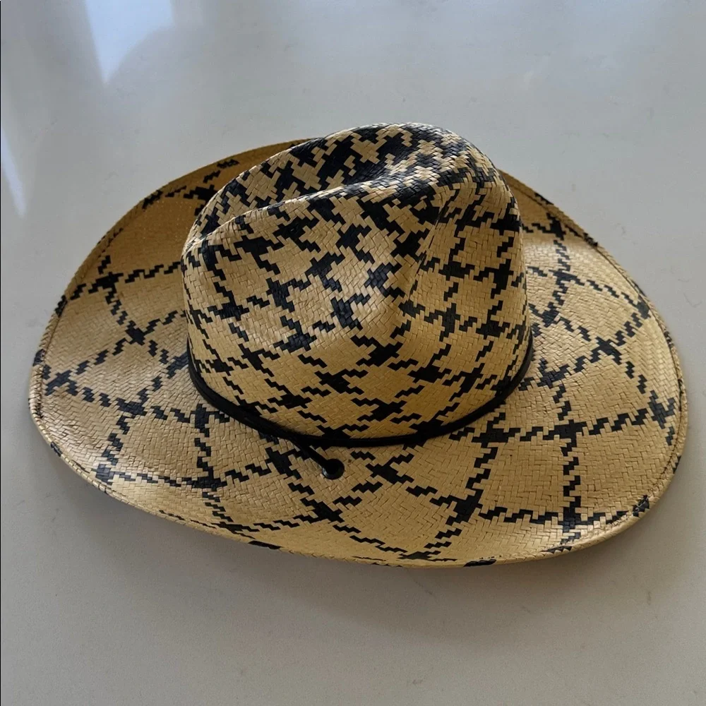 Charlie Horse Stylish Black and Tan Women's Straw Hat NEW ✨ Size: L